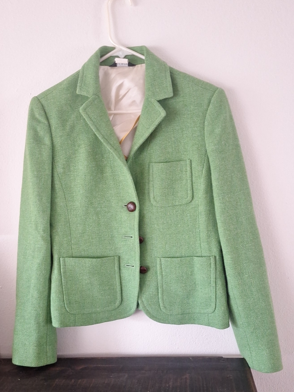 J. Crew Light Green 100% Wool Tailored Blazer  Y2k' Business' Travel Sz 4